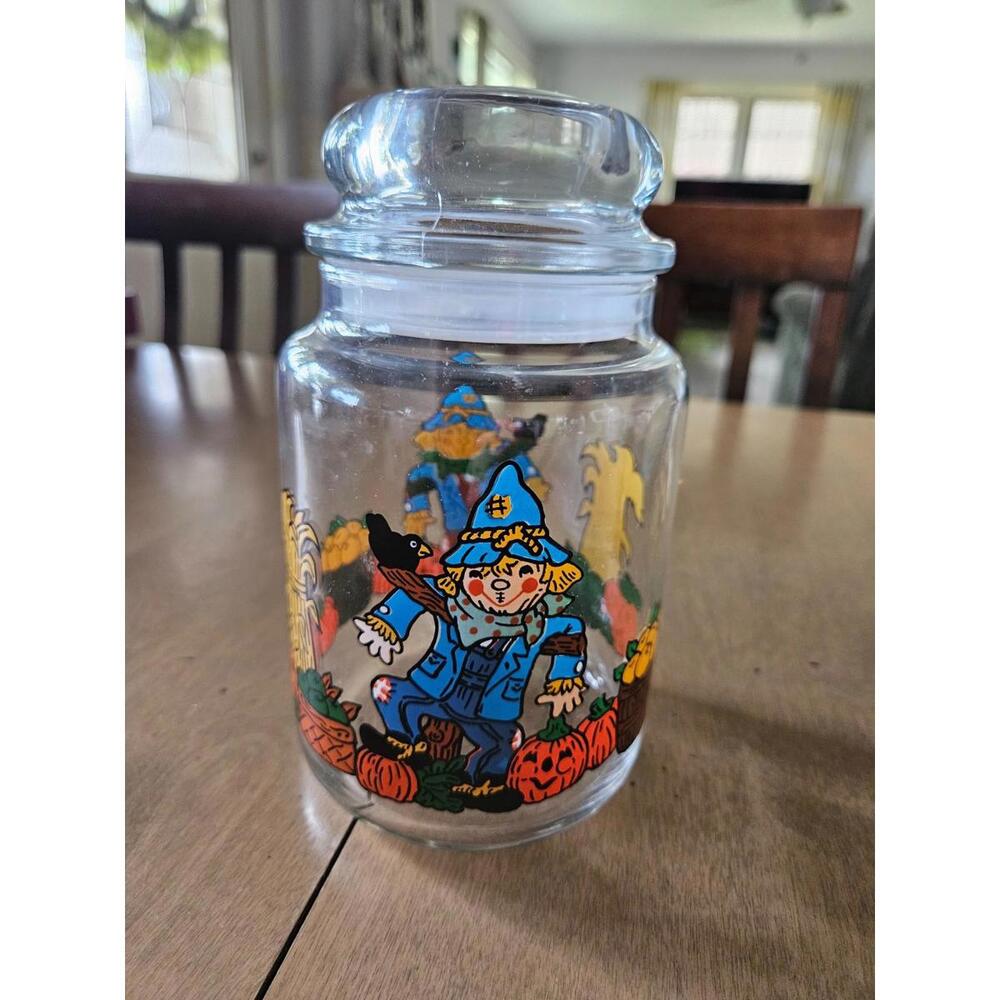 Vinage Anchor Hocking Fall Harvest Apothecary Jar 7'x4"